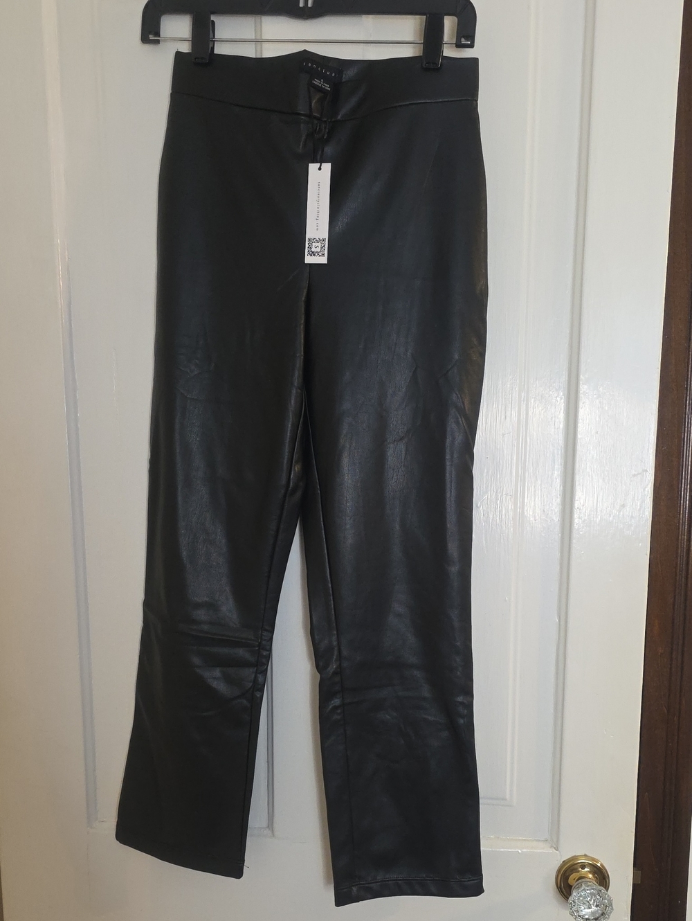 Sanctuary Black Faux Leather Straight Leg Pants